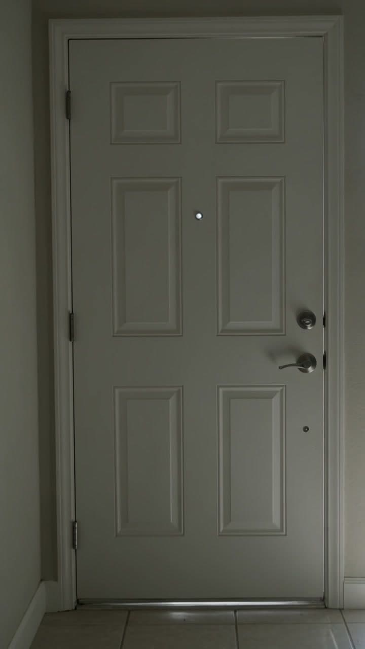 Una puerta principal cerrada vista desde dentro de una casa en South Florida